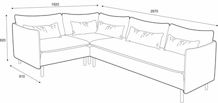 Idyll hjørnesofa 1-hj-3 med armlener